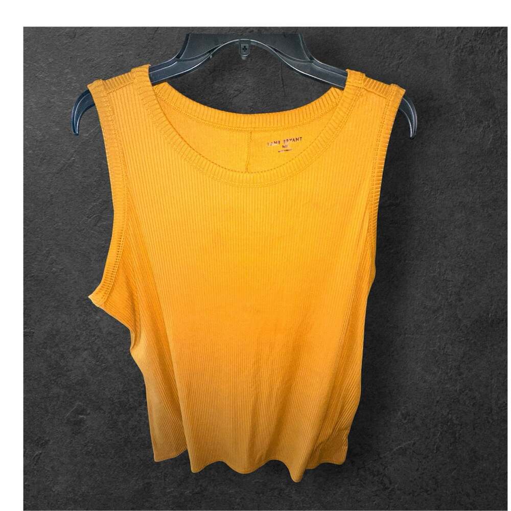 Lane Bryant Mustard Ribbed Knit Sleeveless Tank Top Size 4x
